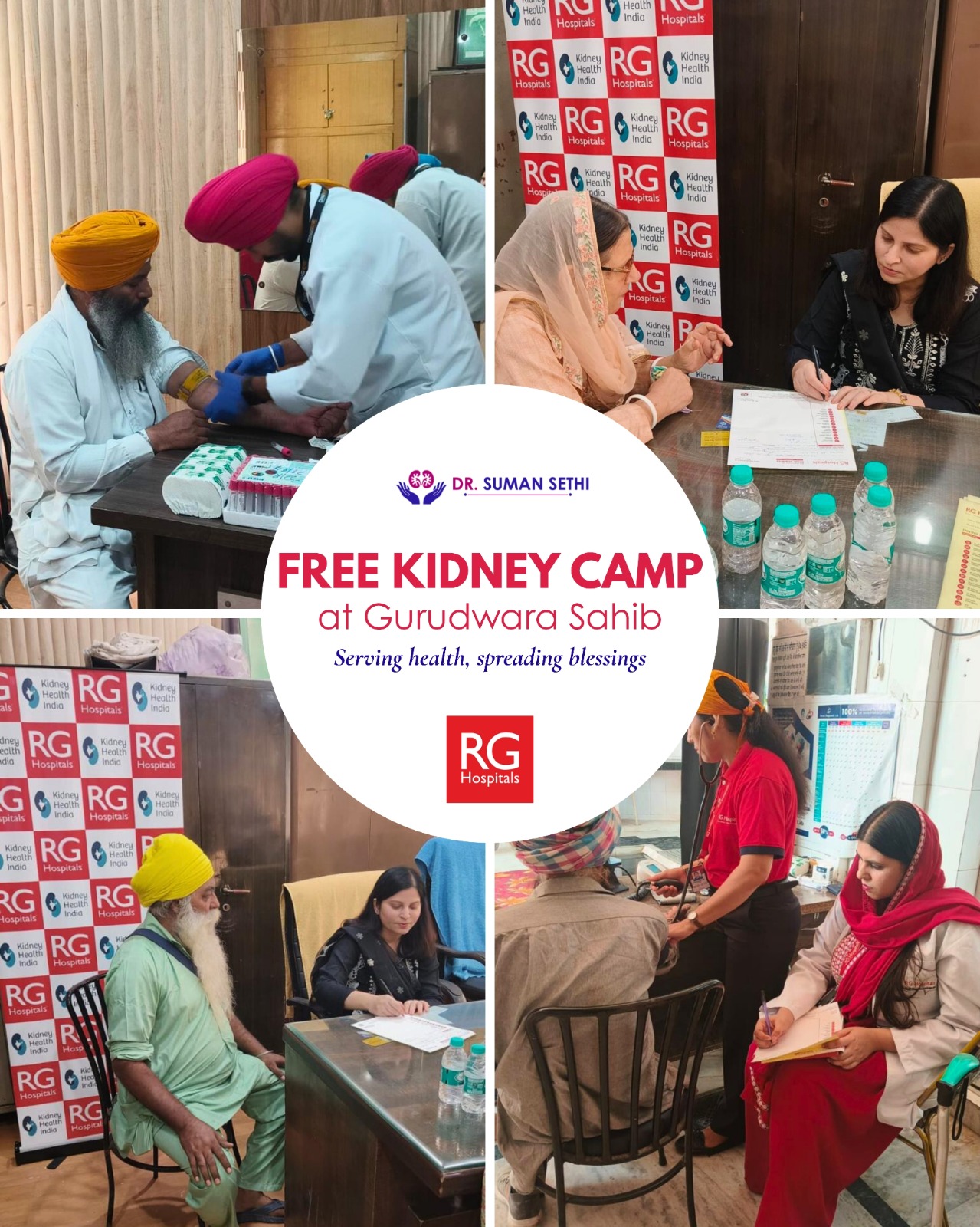 Free Kidney Camp at Gurudwara Sahib organised by RG Hospitals in collaboration with KHI